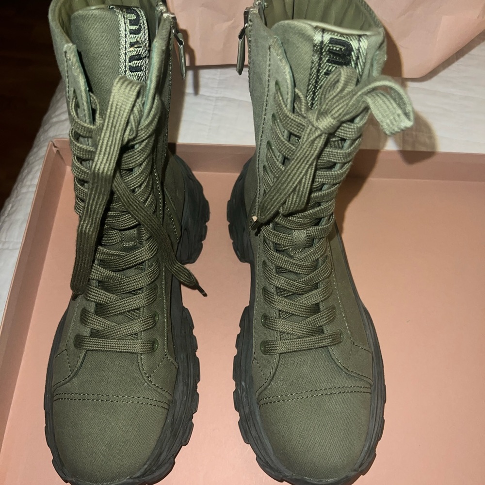 MIU MIU denim washed/leather boots 38.5